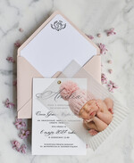 ZAPROSZENIA NA CHRZCINY dla dziewczynki  klasyczne Zaproszenie na Chrzest z kalką, Eleganckie Zaproszenia na Chrzciny ze Zdjęciem 1