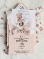 ZAPROSZENIA NA CHRZCINY dla dziewczynki  boho deilkatne Zaproszenie na Chrzest z kalką, Eleganckie Zaproszenia na Chrzciny ze Zdjęciem 1