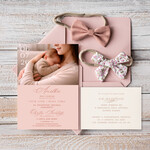 ZAPROSZENIA NA CHRZCINY dla dziewczynki  piekne zaproszenie na Chrzest Niebieskie Klasyczne zaproszenie na chrzciny, zaproszenia na chrzciny ze zdjęciem 1