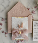 ZAPROSZENIA NA CHRZCINY dla dziewczynki  Boho Złocone Zaproszenie na Chrzest tłoczone, Eleganckie Tłoczone Zaproszenia na Chrzciny 2