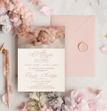 ZAPROSZENIA NA CHRZCINY dla dziewczynki  piekne zaproszenie na Chrzest Niebieskie Klasyczne zaproszenie na chrzciny, zaproszenia na chrzciny ze zdjęciem 0