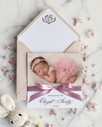 ZAPROSZENIA NA CHRZCINY dla dziewczynki  Boho Złocone Zaproszenie na Chrzest w folderze, Eleganckie Zaproszenia na Chrzciny ze Zdjęciem 0