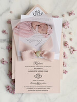 ZAPROSZENIA NA CHRZCINY dla dziewczynki  boho deilkatne Zaproszenie na Chrzest z kalką, Eleganckie Zaproszenia na Chrzciny ze Zdjęciem 2