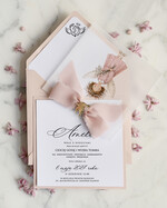 ZAPROSZENIA NA CHRZCINY dla dziewczynki  boho deilkatne Zaproszenie na Chrzest z kalką, Eleganckie Zaproszenia na Chrzciny ze Zdjęciem 2