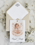 ZAPROSZENIA NA CHRZCINY dla dziewczynki  klasyczne Zaproszenie na Chrzest z kalką, Eleganckie Zaproszenia na Chrzciny ze Zdjęciem 1