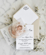 ZAPROSZENIA NA CHRZCINY dla dziewczynki  klasyczne Zaproszenie na Chrzest z kalką, Eleganckie Zaproszenia na Chrzciny ze Zdjęciem 0