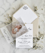ZAPROSZENIA NA CHRZCINY dla dziewczynki  klasyczne Zaproszenie na Chrzest z kalką, Eleganckie Zaproszenia na Chrzciny ze Zdjęciem 1