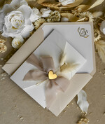 ZAPROSZENIA NA CHRZCINY dla dziewczynki  Boho Złocone Zaproszenie na Chrzest w folderze, Eleganckie Zaproszenia na Chrzciny ze Zdjęciem 2