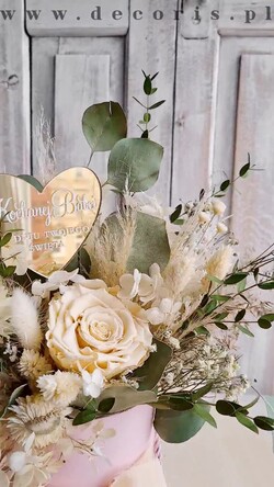 Prezenty dla Babci i Dziadka Prezenty dla Babci flowerbox z wieczną różą dla Babci i Dziadka, prezent dla Babci i Dziadka podziękowanie na weselu bukiet kwiatów, kompozycje z suszonych kwiatów1