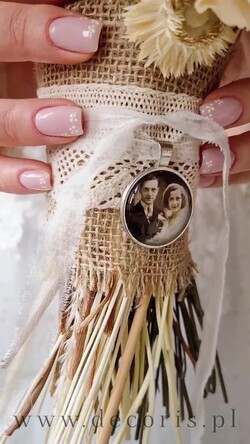 Medalion do bukietu ślubnego medalik Medalion ślubny do bukietu zdjęcie portret na pamiątkę wisiorek, Medalion do bukietu ślubnego ze zdjęciem1