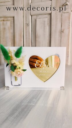 Prezenty dla Mamy kwiaty flowerboxy pomysł na prezent dla Mamy tabliczka z życzeniami na dzień Mamy prezent dla Mamy z okazji dnia Matki, kwiaty prezent dla mamy, kompozycja z suszonych kwiatów 1