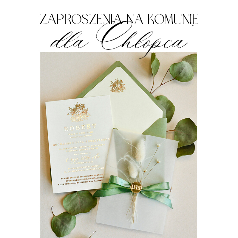 Zaproszenia dla chlopca na komunię